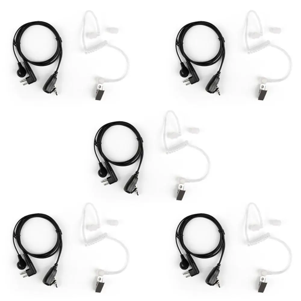 Artudatech 5Pcs 2 Pin Covert Acoustic Air Tube Headset For Motorola CP040 GP300 CP88 CP 88 040 Walkie Talkie Earpiece