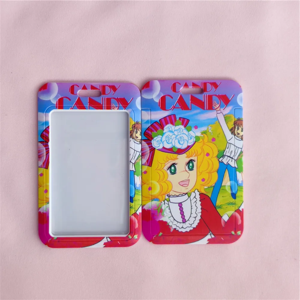 Girl Candy Candy Card Holder Lanyard Women Business Badge Card Case Retractable Clip Horizontal ID Card Holders Neck Strap Belt