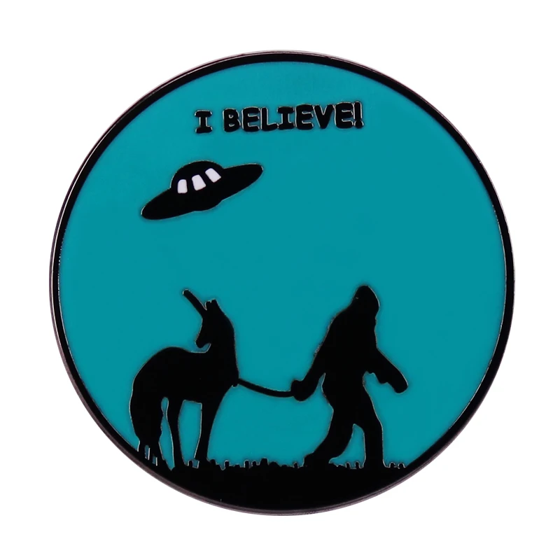 

I Believe Unicorn Spacecraft Spaceship Badge Magic Animal Enamel Pin Brooch Accessory