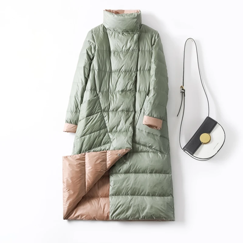 Doudoune en Duvet de Canard pour Femme, Parka Longue, Légère, Ultra Fine, Chaude, de Marque, Décontractée, Hiver 2019