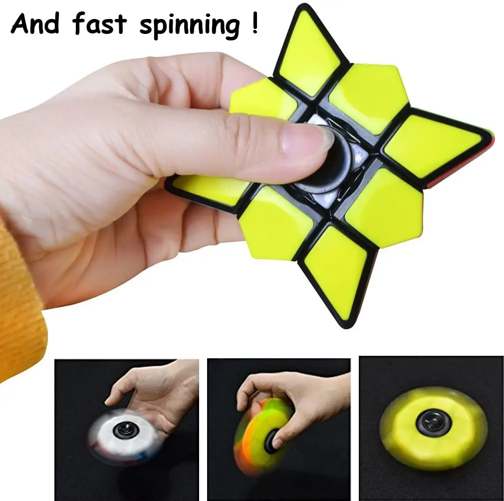 Fidget Spinner 1X3X3 Speed 2 in 1 Stickerless Brain Teasers Magic Puzzle Spinning Top Stress Relief Finger Toys Kids Adults