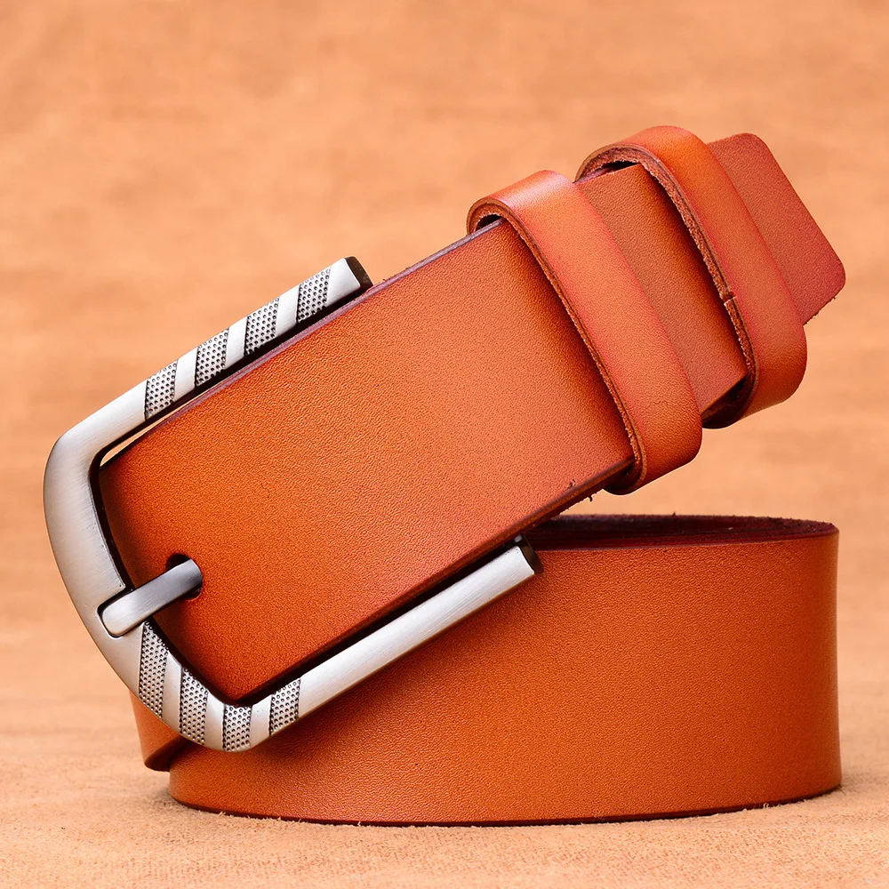 TJ-TingJun Needle Buckle Leather Belt Waistban Men's Pure Cowhair Leisure Business  Belt Retro Leather Fashion Authentic N7350