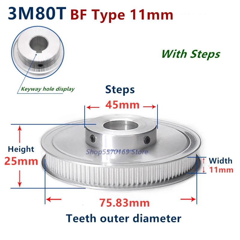 

80 Teeth HTD 3M Synchronous Pulley 3m timing pulley Width 11mm 80T 3M timing belt HTD3M Pulley gear bore 8mm-25mm