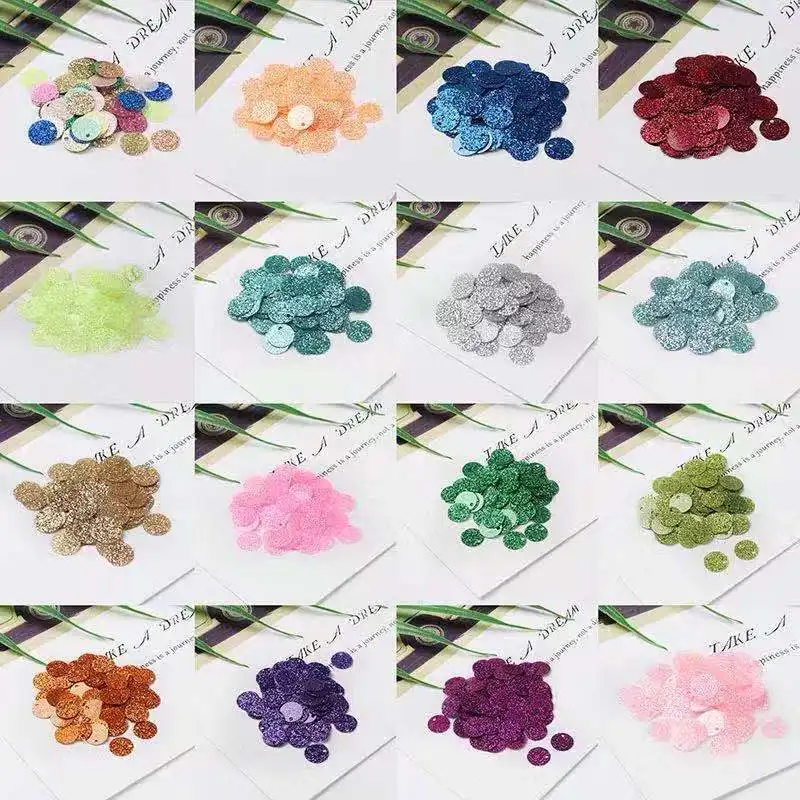 300pcs 10mm Sequins with Flash powder,1cm PVC glitter sequin Paillette sewing craft with 1 side hole New Accessories for Garment