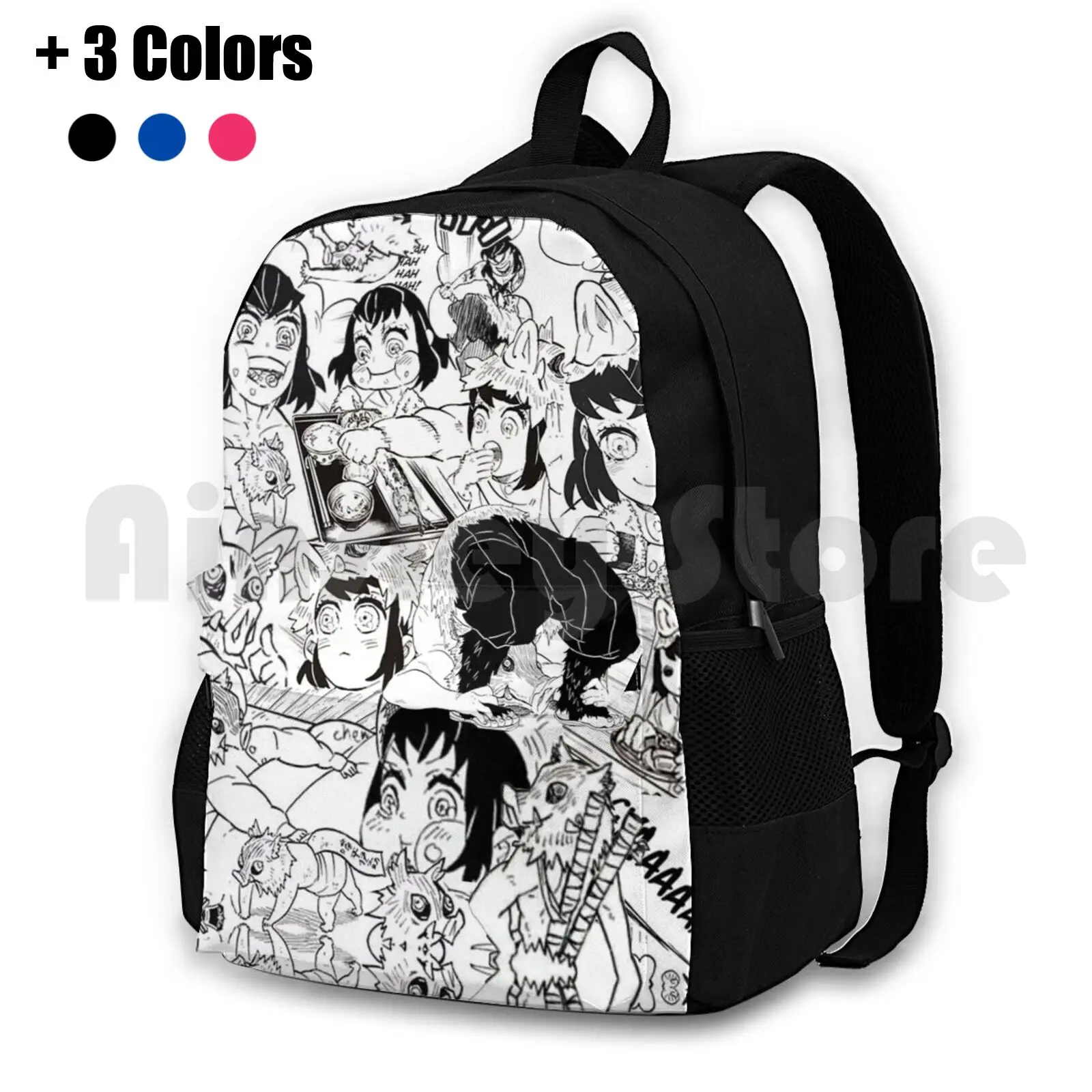 Inosuke Demon Kny Collage Outdoor Hiking Backpack Riding Climbing Sports Bag Demon Kny Kimetsu No Yaiba Anime Manga Inosuke