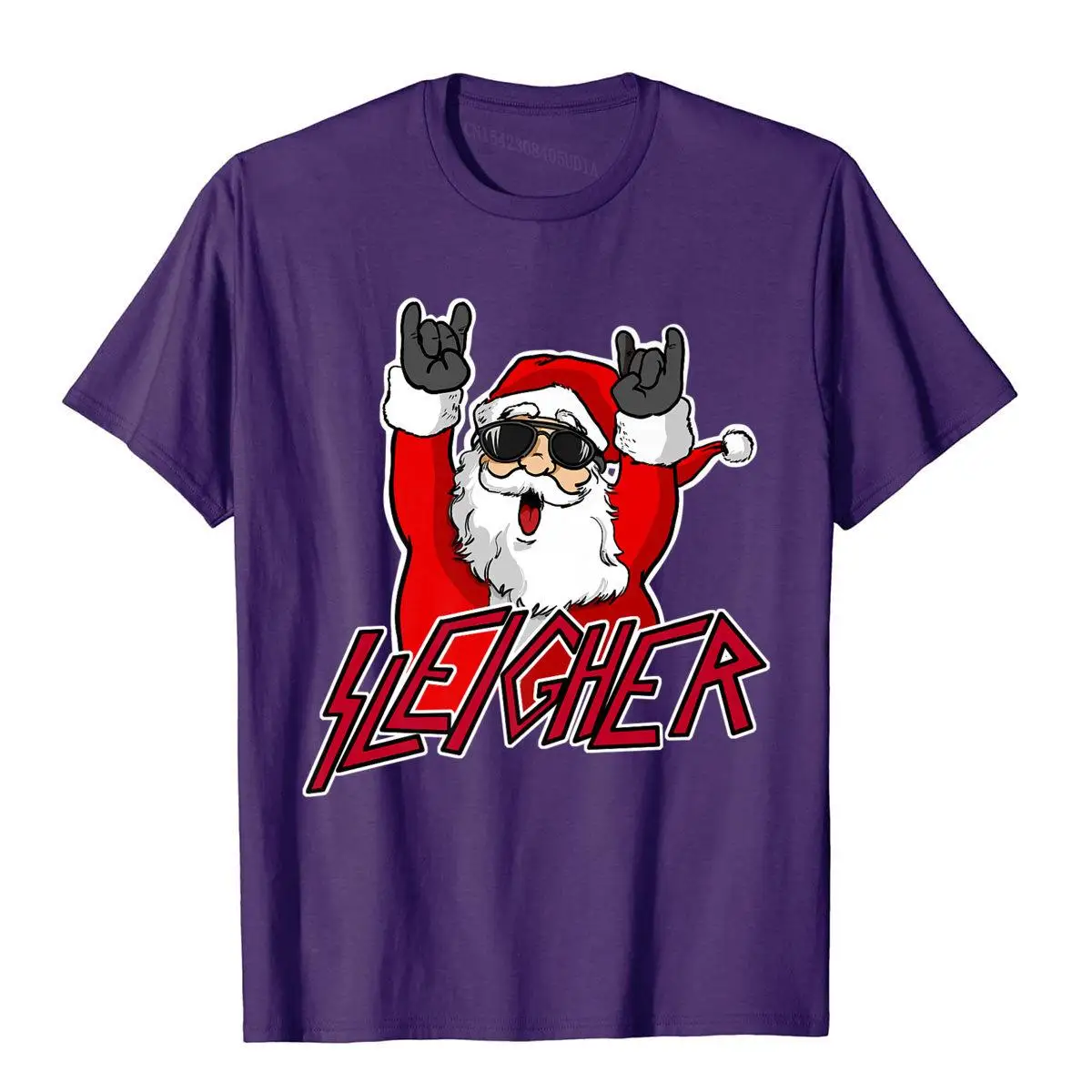 Sleigher Santa Claus Metal Christmas Funny Hail Santa Premium T-Shirt Unique Top T-Shirts For Men Cotton T Shirt Leisure