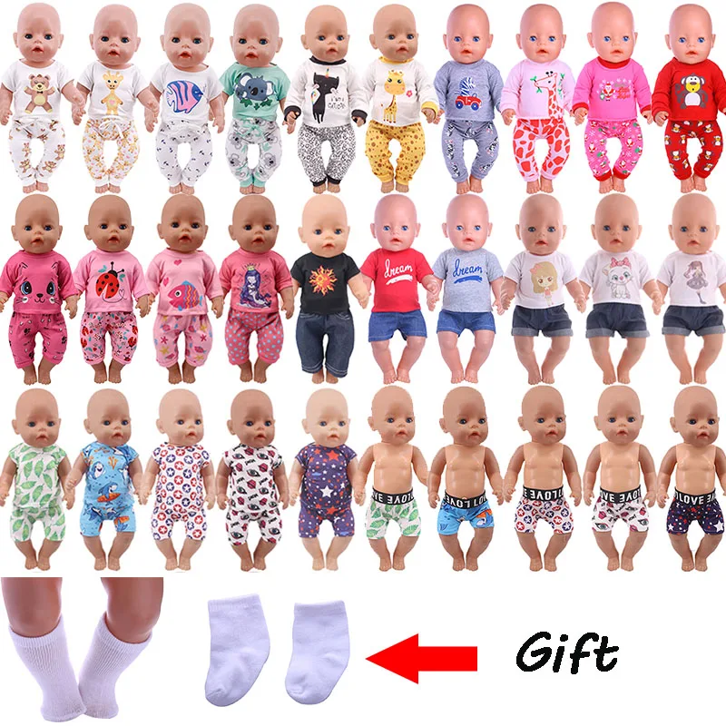 Doll Casual Pajamas Set Panties For 18Inch American&43Cm Reborn New Born Baby Generation Doll Clothes Accessories Girl DIY Toys