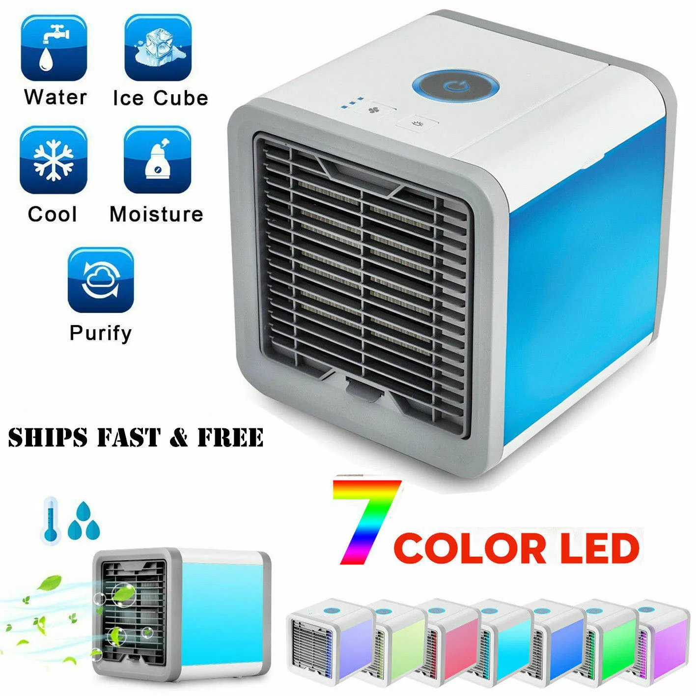 

3-in-1 Air Conditioner Cooler Humidifier Cleans Dust Particles Multifunction Summer USB Cooling Fan Three Gear Mode Water Cooler