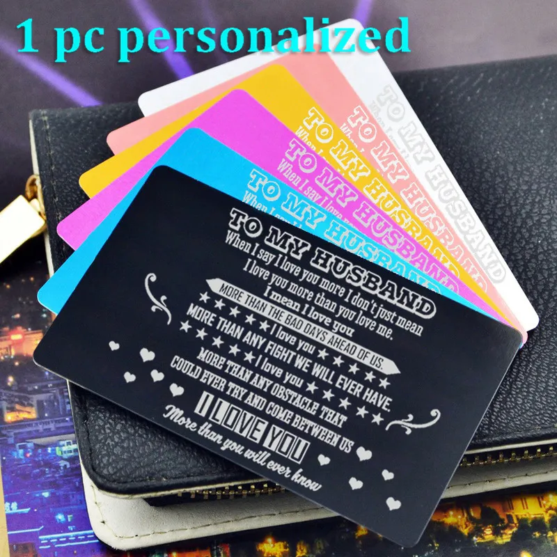 אישית מתכת ארנק כרטיס להכניס מותאם אישית לייזר חקוק הודעה כרטיס רומנטי מתנה Dropshipping אהבת ברכה כרטיס KP004