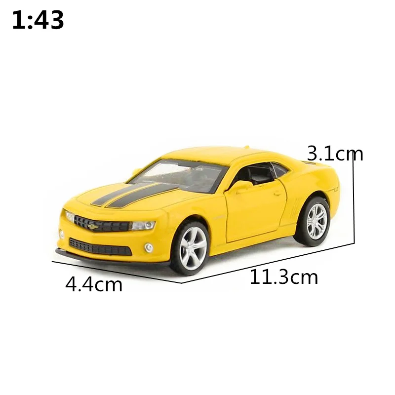 Chevrolet Camaro Racing Car Modelo Diecast Metal Toy, Escala 1:43, Puxar Portas Traseiras, Openable Coleção Educacional, Match Box, Presente