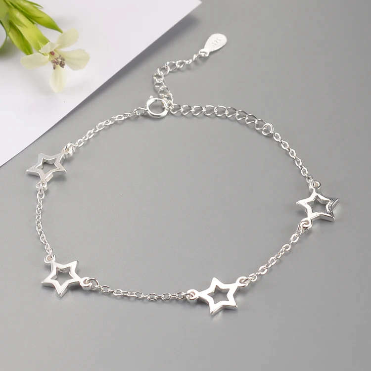 

New Fashion Jewelry Beautiful 925 Sterling Silver Bracelets Star Simple Personality Sweet Bracelets