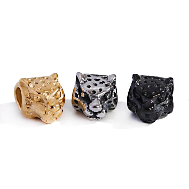 3PCS/Lot Charm Beads Leopard Stainless Steel Fashion Accessories Fashion Lion Beads For Making Bracelet