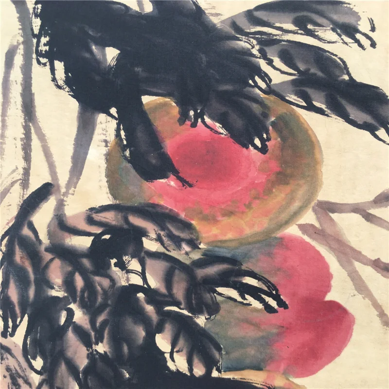 Chinese old Rice Paper Picture Qi Baishi's Shoutao Painting