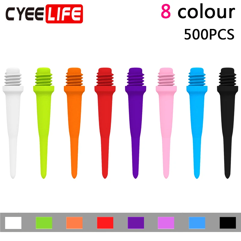 CyeeLife 500PCS Professional Plastic Darts Tips,Replacement Dart Points,8 Colors,CL21Style