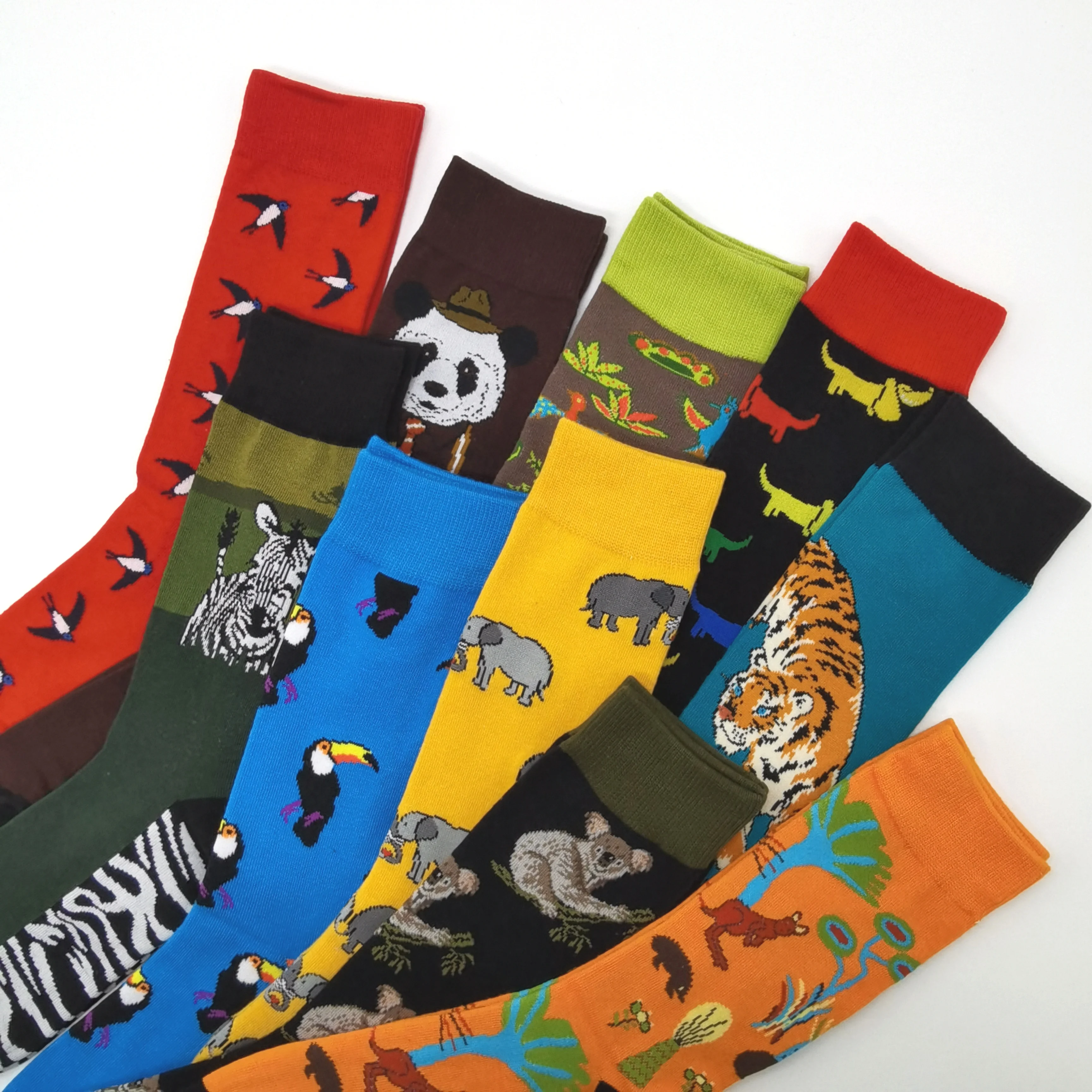 10 Pairs/Pack Crazy Colorful Cool Novelty Cotton Men's Socks Hip Hop Funky Fun Funny Harajuku Skateboard Socks Gifts