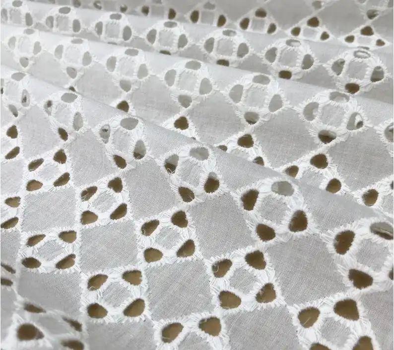 

1 Yard Hollowed Out Cotton Lace Fabric In Off White For Baby Clothes, Evening Dress, Photography Prop, Home Decor