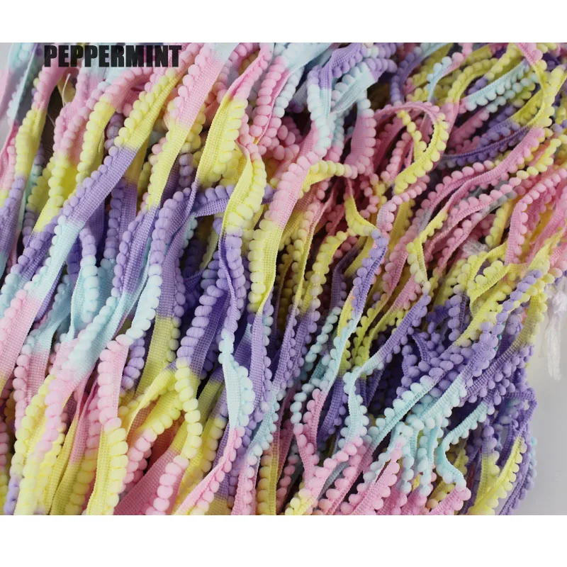 3yards/lot Maacaroon Dyed Trim Mini PomPom Lace Ball Braid Lace Fringe Ribbons Fabric DIY Sewing Handmade Accessory