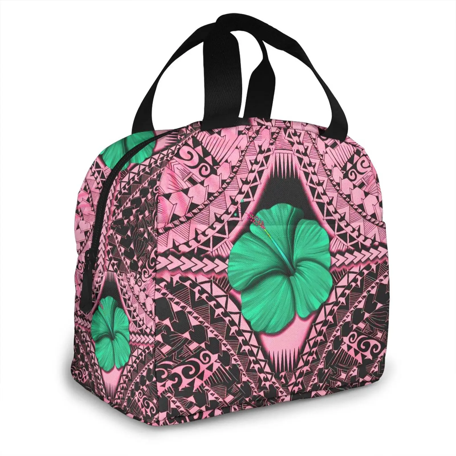 

NOISYDESIGNS Polynesian Samoa Floral Travel Insulated Lunch Bags Women Oxford Cloth Food Case School Cooler Warm Bento Box