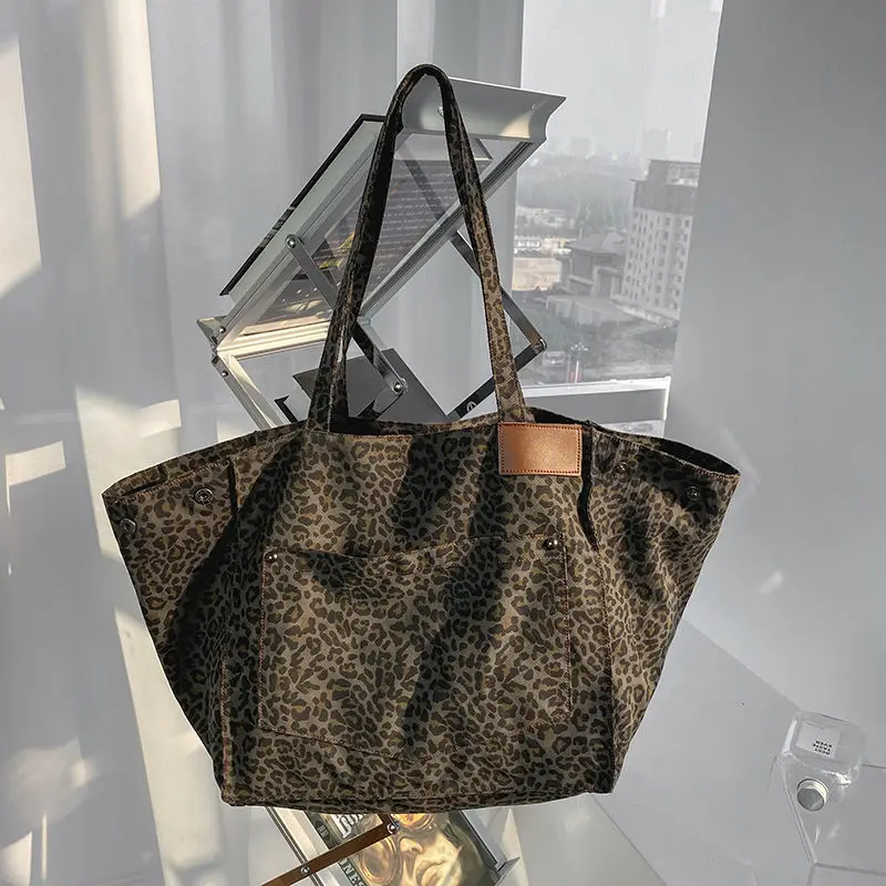 NEW Women Bag Woman Handbags Leopard Casual Tote Shopping Bag Vintage One Shoulder Bags Women Handbags Fashion 2021 Casual