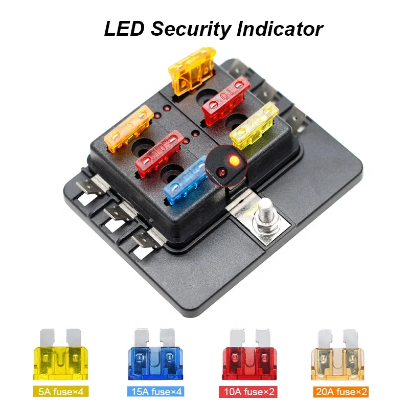 6 Way Blade Fuse Box mit LED-Licht Anzeige & Schutz Abdeckung Halter Standard Schaltung Sicherung Halter Box Block für auto Boot