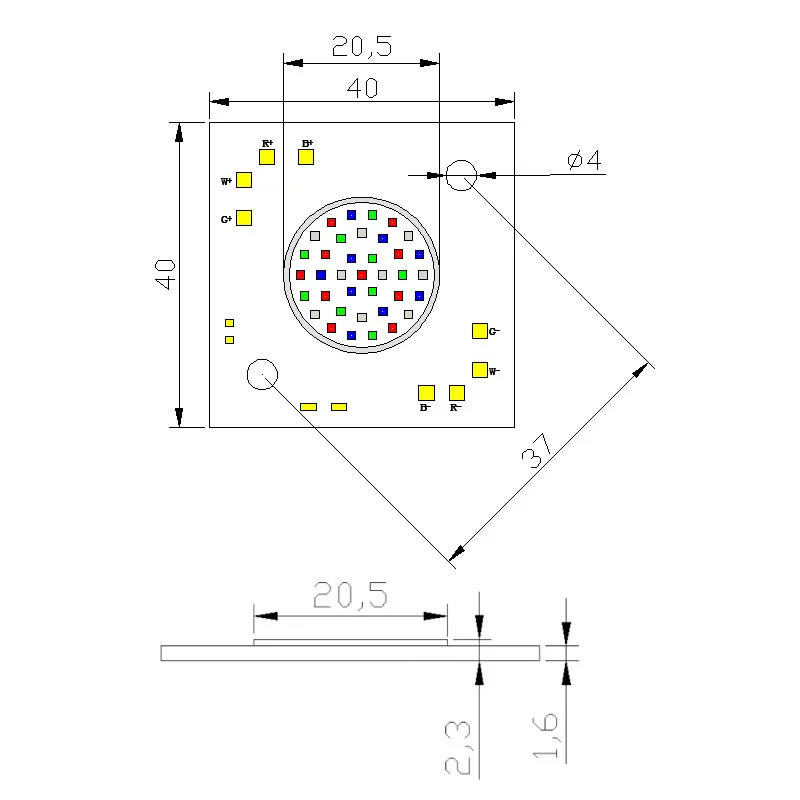 COB light source RGBW four-in-one LED lamp beads 100W integrated stage high-power cob floodlight spotlight lamp beads