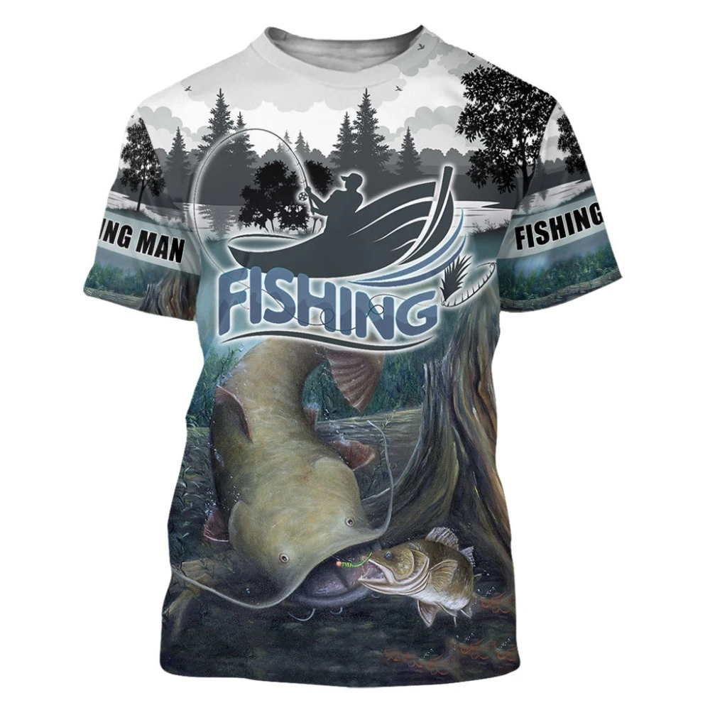 Summer Men t shirt 3D Catfish Fishing Printed T-Shirts Harajuku Casual short Sleeve Tee shirts Unisex Cool t-shirt