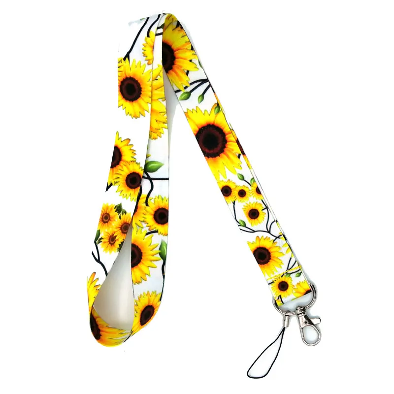 Sunflower Keychain Lanyards for Keys Neck Strap ID Card Badge Holder Mobile Phone Rope Necklace Webbing Ribbon Cuello Decor