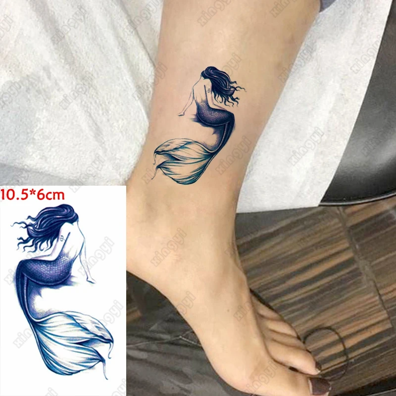 Waterproof Temporary Tattoo Sticker Long Hair Sexy Mermaid Ballet Girl Body Art Flash Tatoo Fake Tatto for Woman Men Child