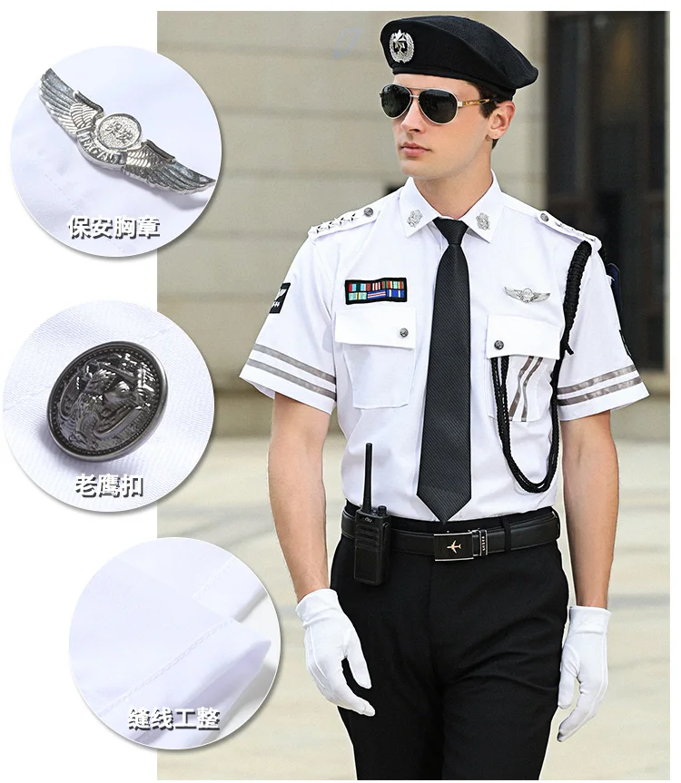 A maniche lunghe Abbigliamento di sicurezza di proprietà immobiliare concierge abiti da lavoro di sicurezza uniforme shirt + pantaloni + Accessori Per abiti