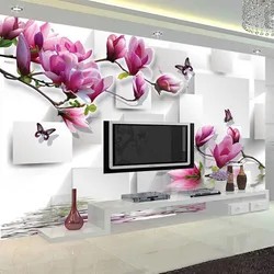 Fashionable Interior Design Photo Wallpaper 3D Stereo Square Orchid Reflection Aesthetic Mural Living Room TV Backdrop Wallpaper