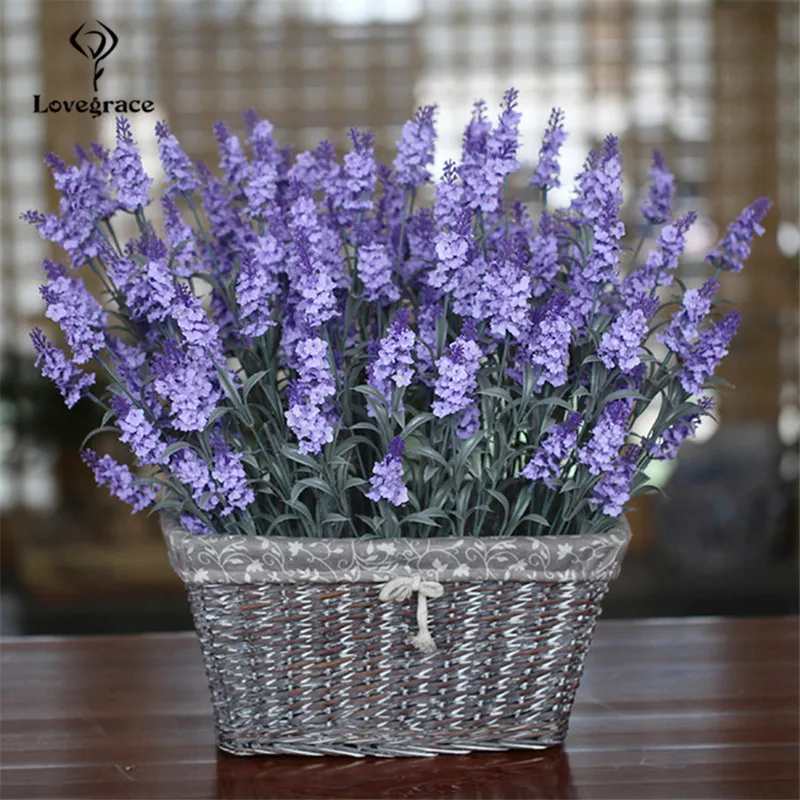 Seide Lavendel Künstliche Blumen 12 Kopf Romantische Provence Lila Zweig Lavendel Blumen Hochzeit Home Decor Tabelle Gefälschte Blumen