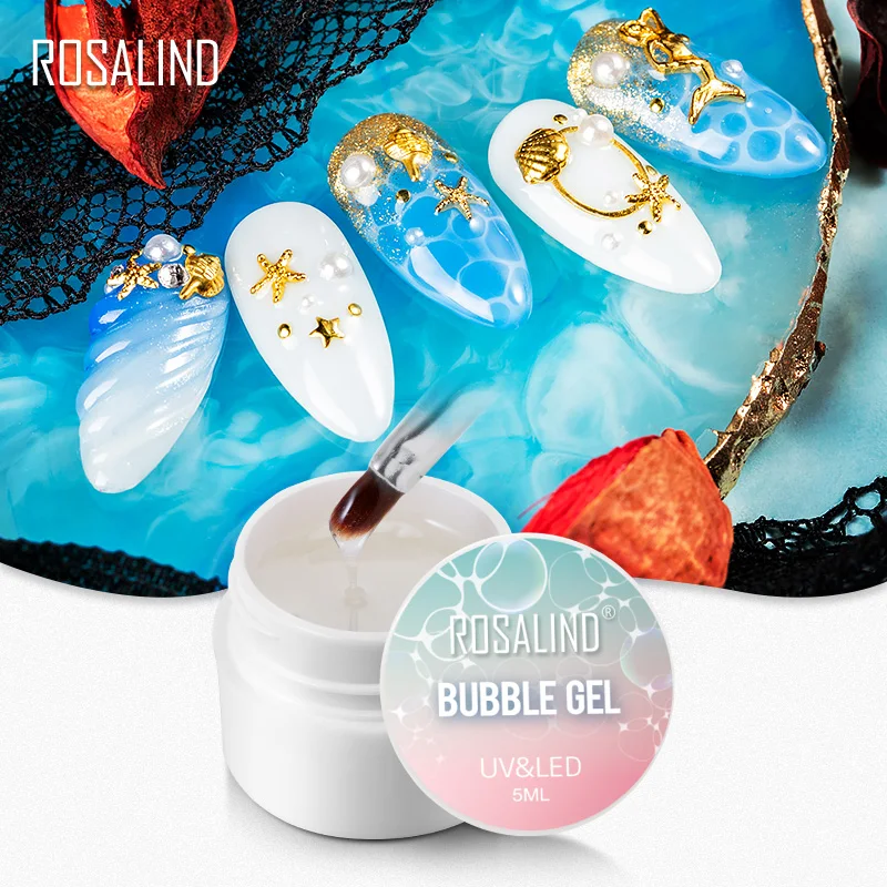 

ROSALIND Bubble Gel Blooming Nail Polish Top Rhinestone Gel For Manicure Nail Art Design Dotting Bubble UV LED Hybrid Varnishes