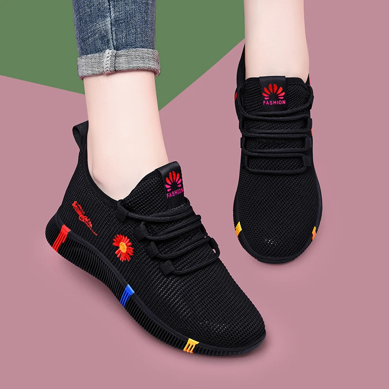 2021 Sneaker Super Light Tennis Shoes Fly Weave Dense Mesh Breathable Women Shoes Breathable Non-slip Sneaker Training Shoes