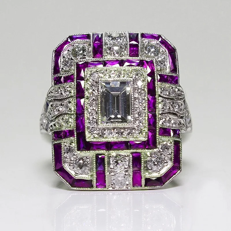 Milangirl Luxury Big Square Rings for Women Jewelry Wedding Crystal Zircon Anel Engagement Anillos Statement Ring s