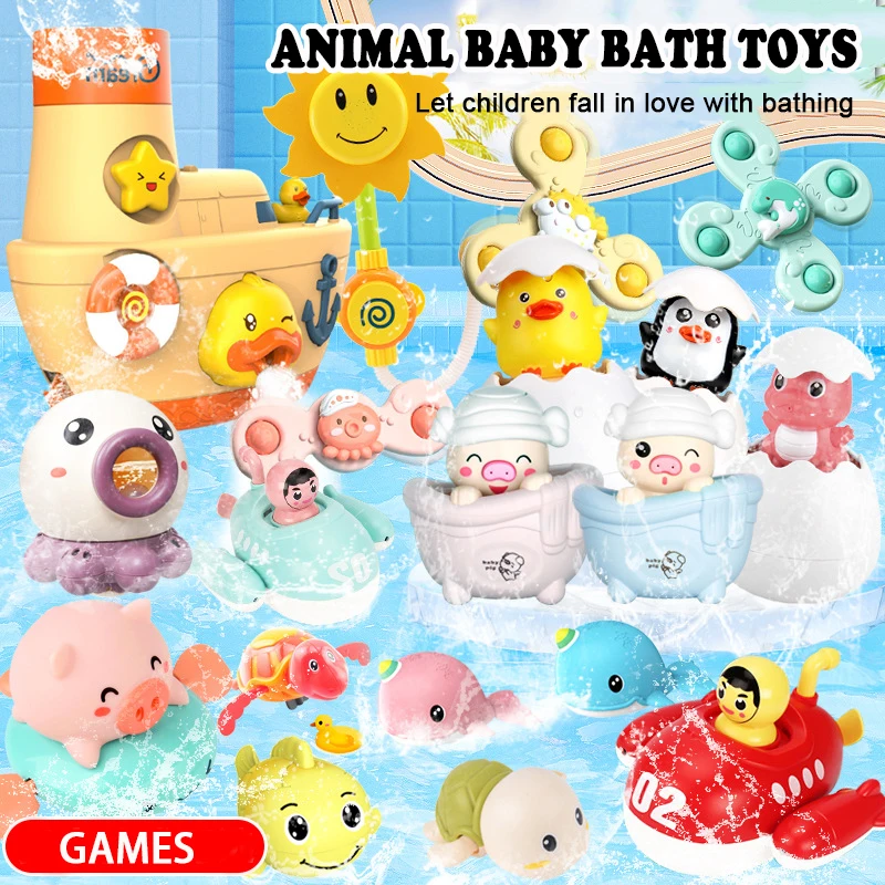 

Baby Bath Toys Animal Tortoise Crab Classic Water Infant Swim Chain Clockwork interactive Toy For Kid Swimming pool for children