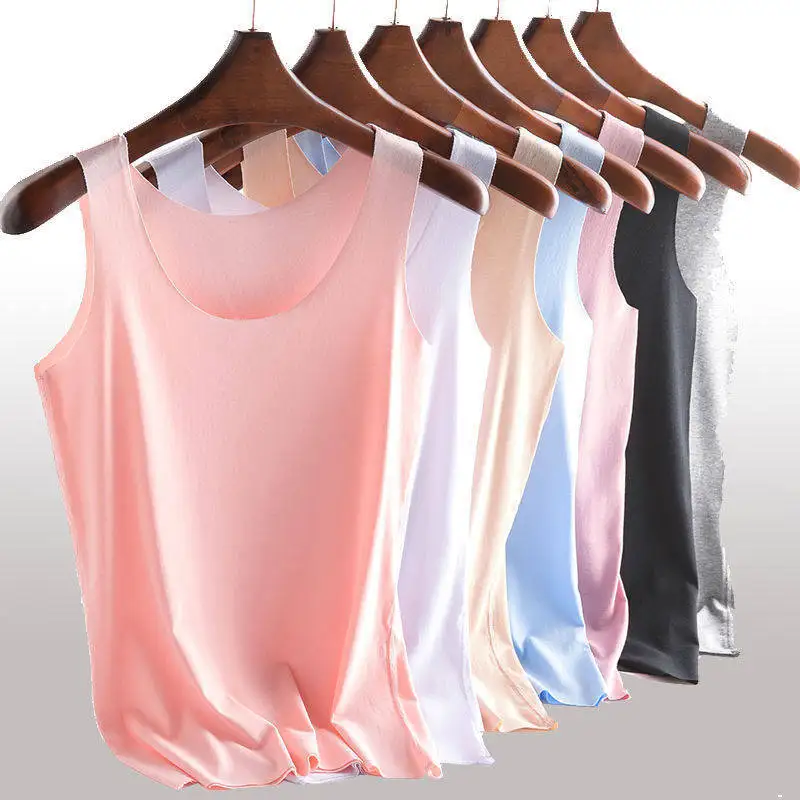 Summer Women Tank Top Ice Silk Sleeveless Sexy Vest Tank Tops Female T-shirt Bottoming Shirt Seamless Underwear Undershirt M-4XL