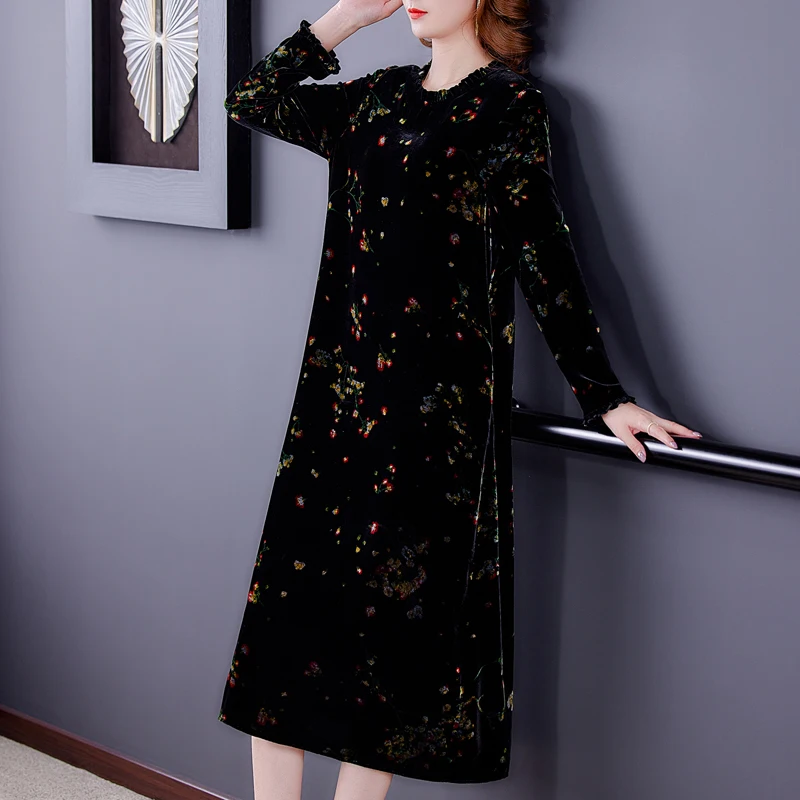 ZUOMAN Women Autumn & Winter Elegant Velvet Dress Festa High Quality Long Cocktail Party Robe Femme Vintage Designer Vestidos