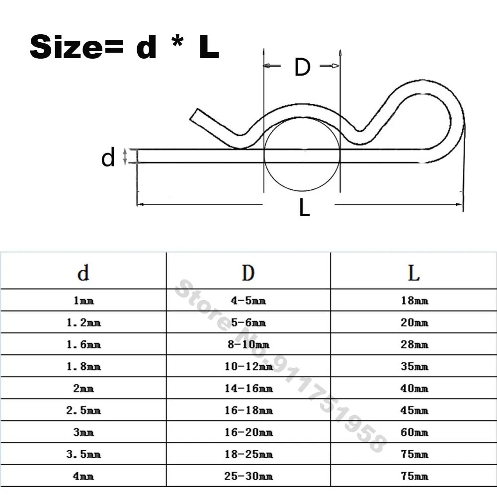 Pasador de resorte tipo R de acero inoxidable para coche, abrazadera dividida en forma de onda para Tractor, M1, M1.2, M1.6, M1.8, M2, M2.5, M3, M3.5, M4, M5