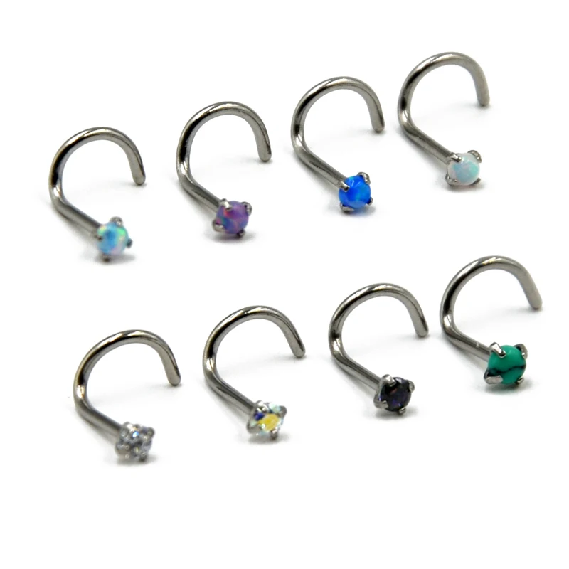 CHUANCI 1 PC Stainless With Opal Zircon Nose Ring Nose Stud Body Piercing Jewelry 20g