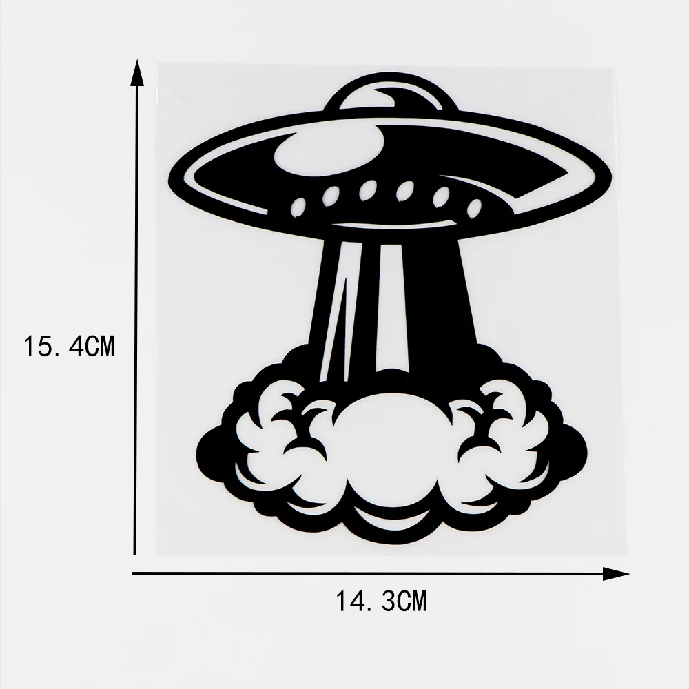 Yjzt 14.3x15.4cm ufo blastoff decalques de vinil personalidade adesivo do carro alienígena caçador preto/prata 10a-0072