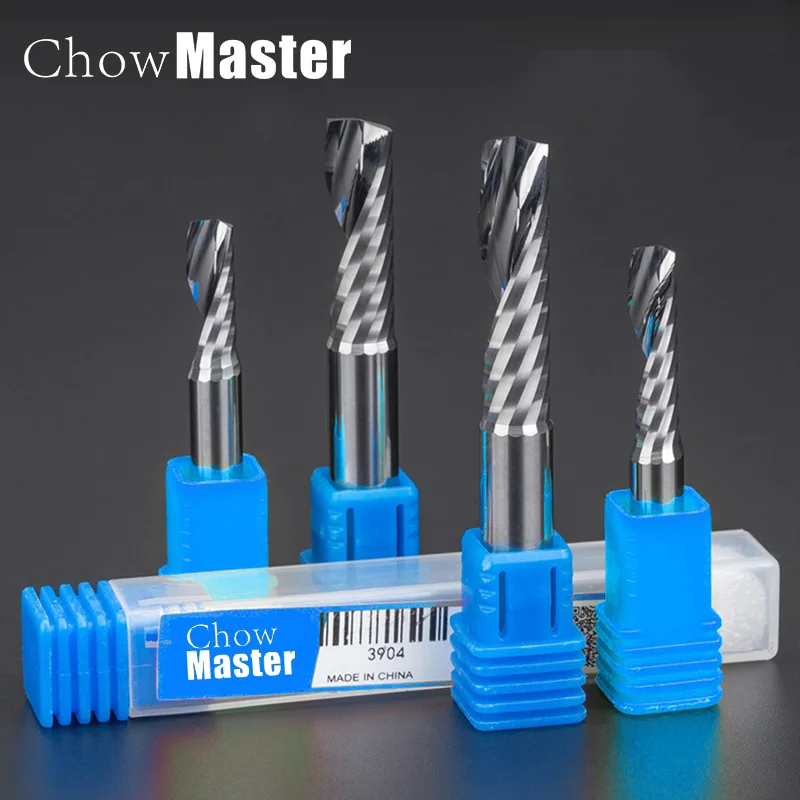 Single Flute Spiral Router Bits 3.175/4/6/8mm For Cut Wood/Plastic/Woodworking Acrylic CNC Milling Cutter 1 Flute End Mills