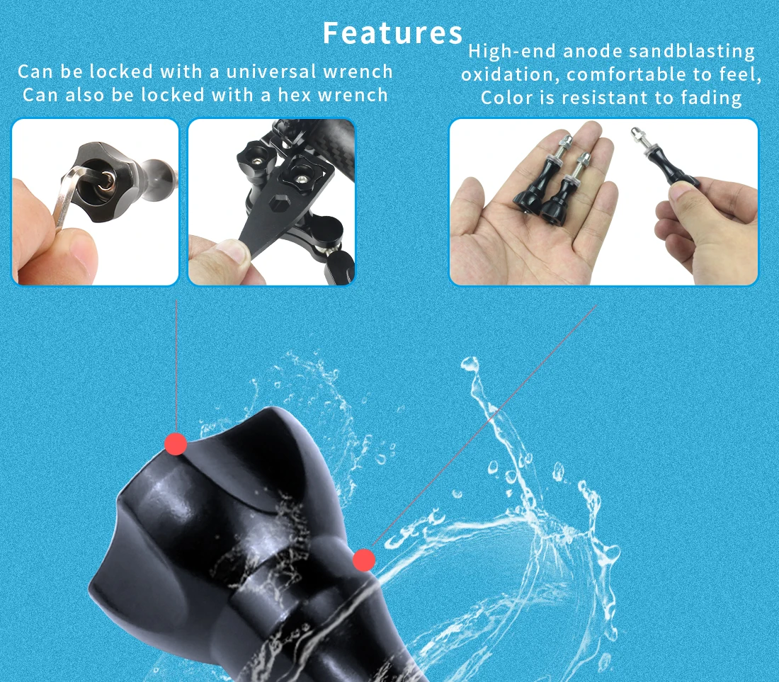 10 Stück Aluminium-Daumenknopf-Schrauben für GoPro-Zubehör, Einbeinstativ, Haltegriff, Stick-Montage, M5, kurze lange Stativ-Adapterschraube – Detail 4