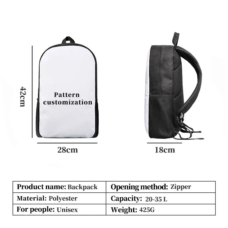 New Custom Color Pet Pictures Student Backpack Casual Zipper Phone pocket Schoolbag Children Backpack Boy And Girl Pet Lovers