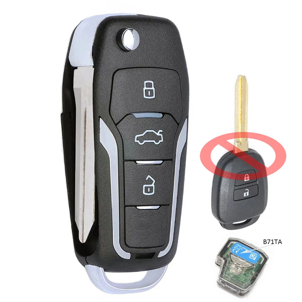 

Keyecu B71TA 2 Buttons 433MHz G Chip Upgraded Flip Remote Car Key Fob for Toyota Yaris 2012 2013 2014