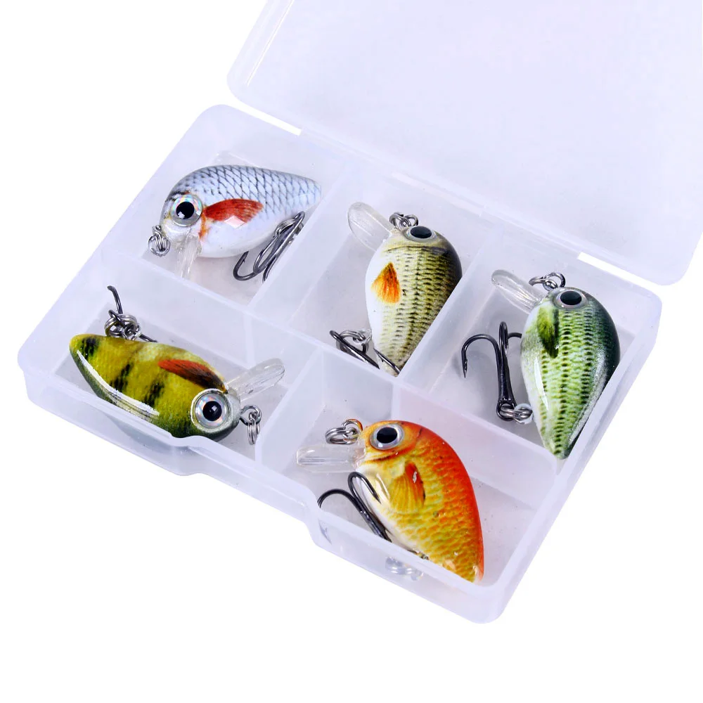 HENGJIA 5pcs 1.5g-2g 3cm Mini Crankbait Kit Artificial Wobblers Hard Bait Bass Trout Fishing Lure Tackle pesca peche truite image 6
