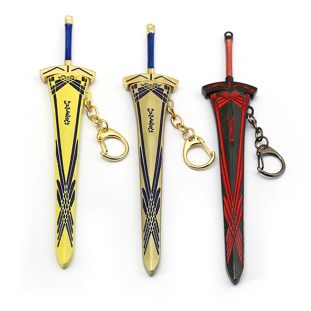 

Anime Game FATE Night Blackened Sword of Victory Black Saber Tricolor Keychain with Scabbard Gadget for Man Cosplay Accessories