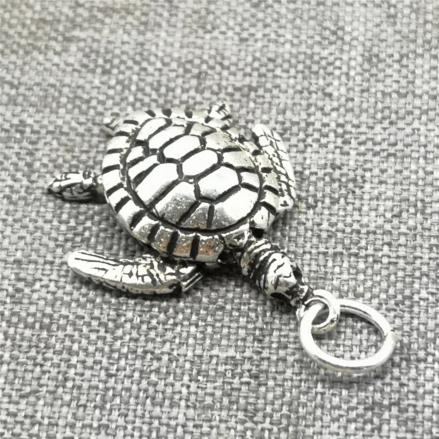 925 Sterling Silver Turtle Charm 3D for Ocean Sea Bracelet Necklace