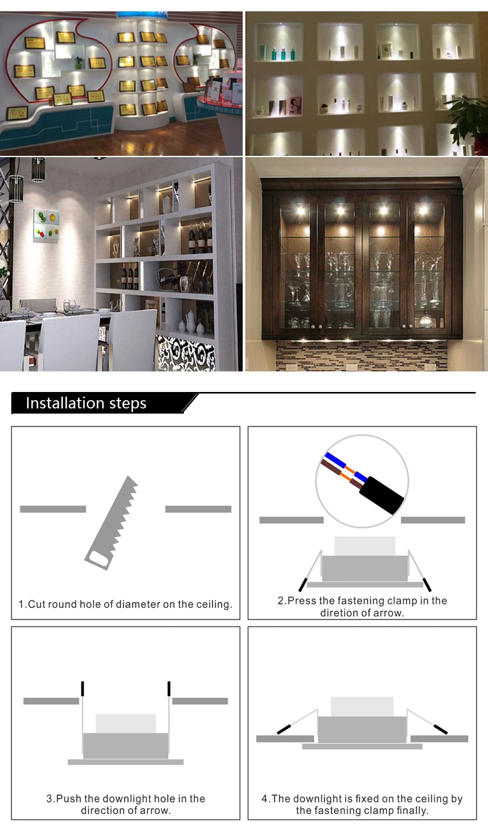4/10pcs Led Mini Downlight 1W 3W Dimmable Spot Light Recessed Lamp AC85-265v Ceiling Light Aluminium 52mm With Driver
