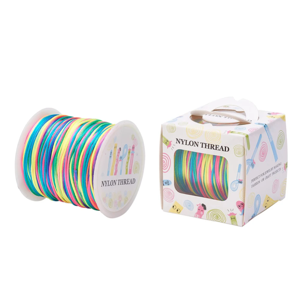 1 Roll Nylon Thread Rattail Satin Cords 1mm 1.5mm Bracelet Necklace Jewelry Finding Accessories With Box 34 colors choose