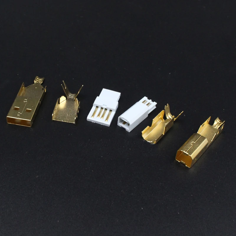 1set USB Type B Standard Port Female Solder Jacks Connector PCB Socket USB-B type Gold plated USB plug HIFI USB plug